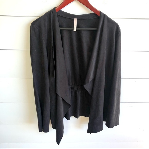 Gilli Sweaters - GILLI Faux Suede Leather Open Front Cardigan Size Large